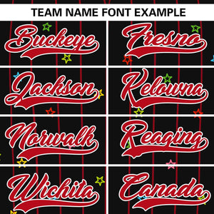 Custom Black Red Stripe Fashion Personalized Star Pattern Authentic Baseball Jersey