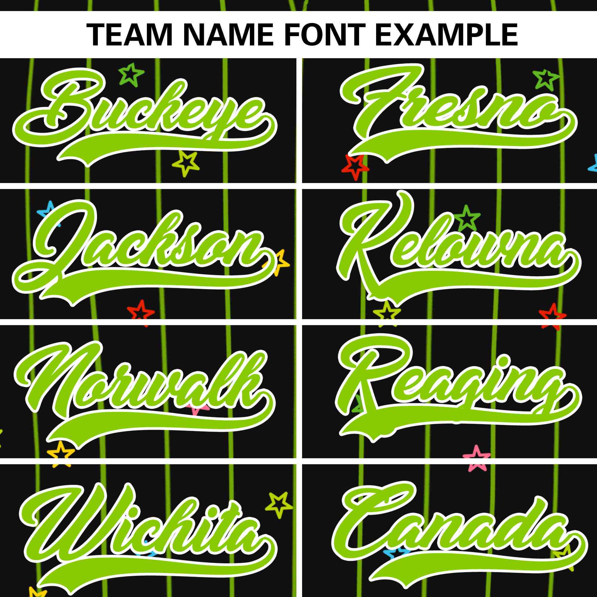 Custom Black Neon Green Stripe Fashion Personalized Star Pattern Authentic Baseball Jersey