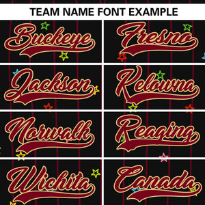 Custom Black Crimson Stripe Fashion Personalized Star Pattern Authentic Baseball Jersey