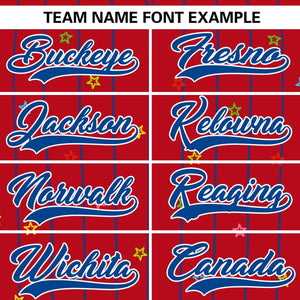 Custom Red Royal Stripe Fashion Personalized Star Pattern Authentic Baseball Jersey