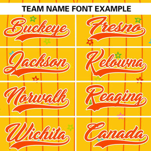 Custom Gold Orange Stripe Fashion Personalized Star Pattern Authentic Baseball Jersey