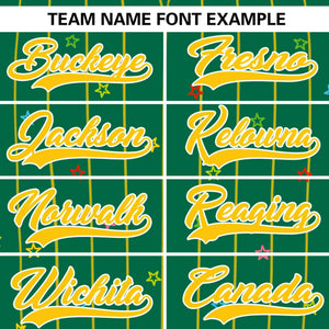 Custom Kelly Green Gold Stripe Fashion Personalized Star Pattern Authentic Baseball Jersey