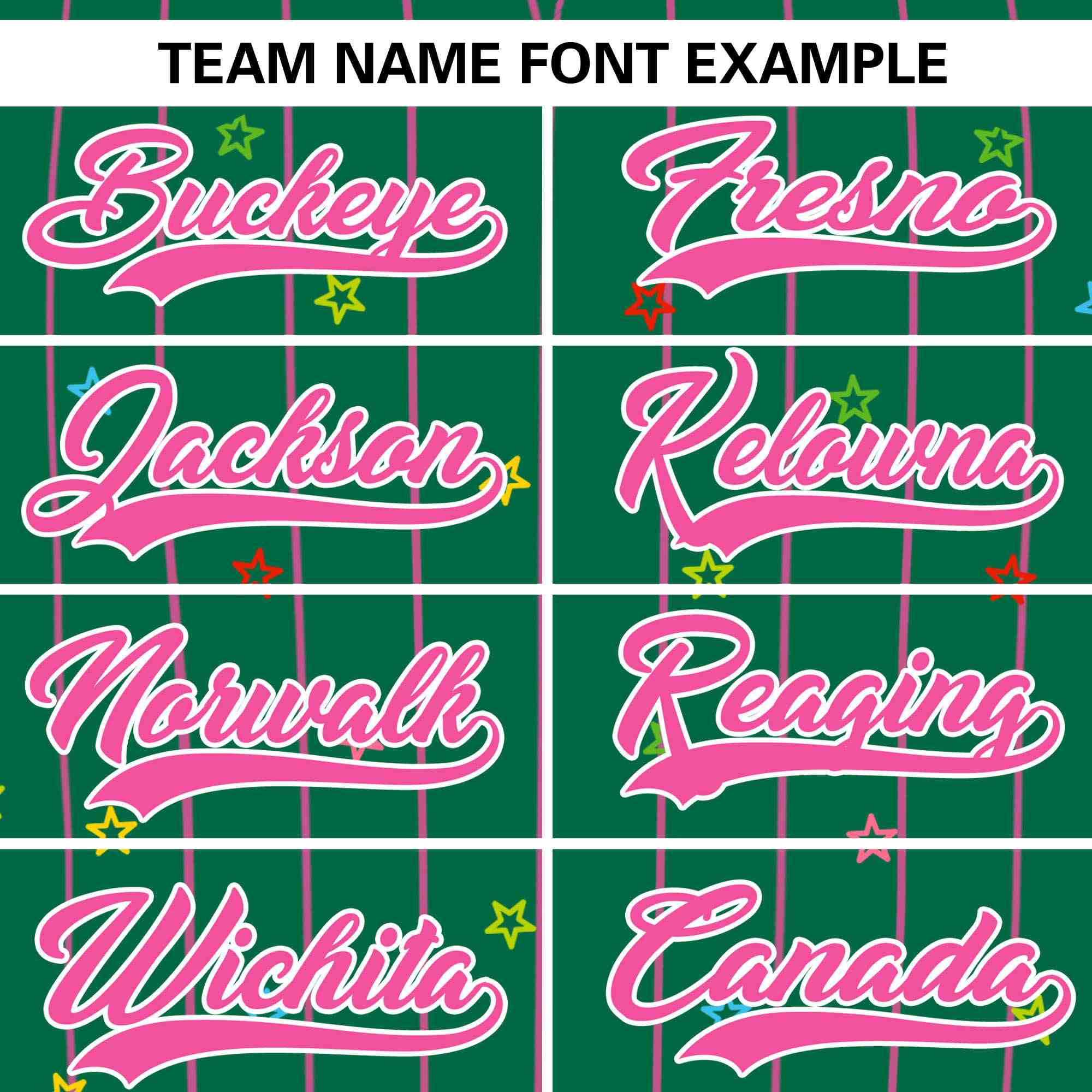 Custom Kelly Green Pink Stripe Fashion Personalized Star Pattern Authentic Baseball Jersey