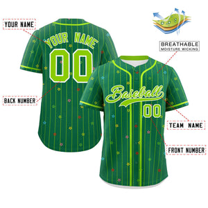 Custom Kelly Green Neon Green Stripe Fashion Personalized Star Pattern Authentic Baseball Jersey