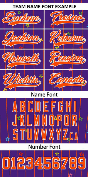 Custom Purple Orange Stripe Fashion Personalized Star Pattern Authentic Baseball Jersey