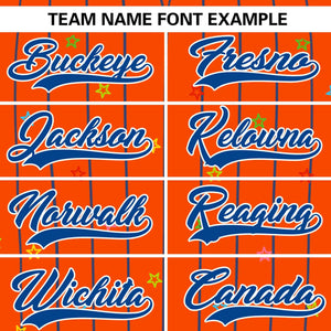 Custom Orange Royal Stripe Fashion Personalized Star Pattern Authentic Baseball Jersey