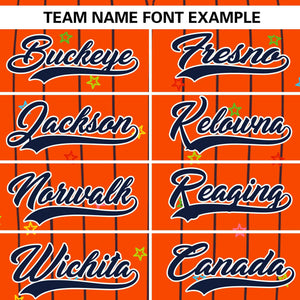 Custom Orange Navy Stripe Fashion Personalized Star Pattern Authentic Baseball Jersey