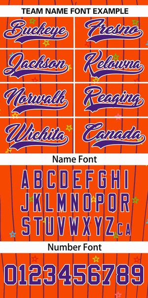 Custom Orange Purple Stripe Fashion Personalized Star Pattern Authentic Baseball Jersey