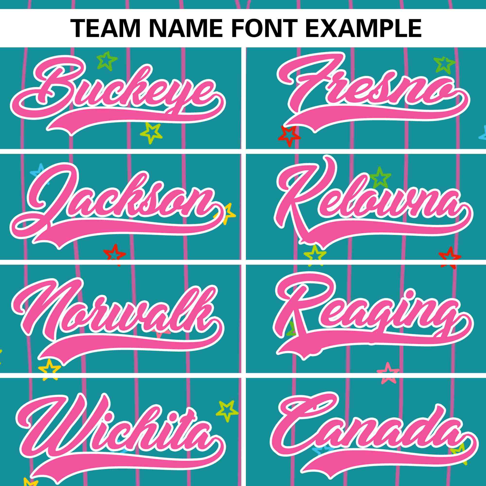 Custom Aqua Pink Stripe Fashion Personalized Star Pattern Authentic Baseball Jersey