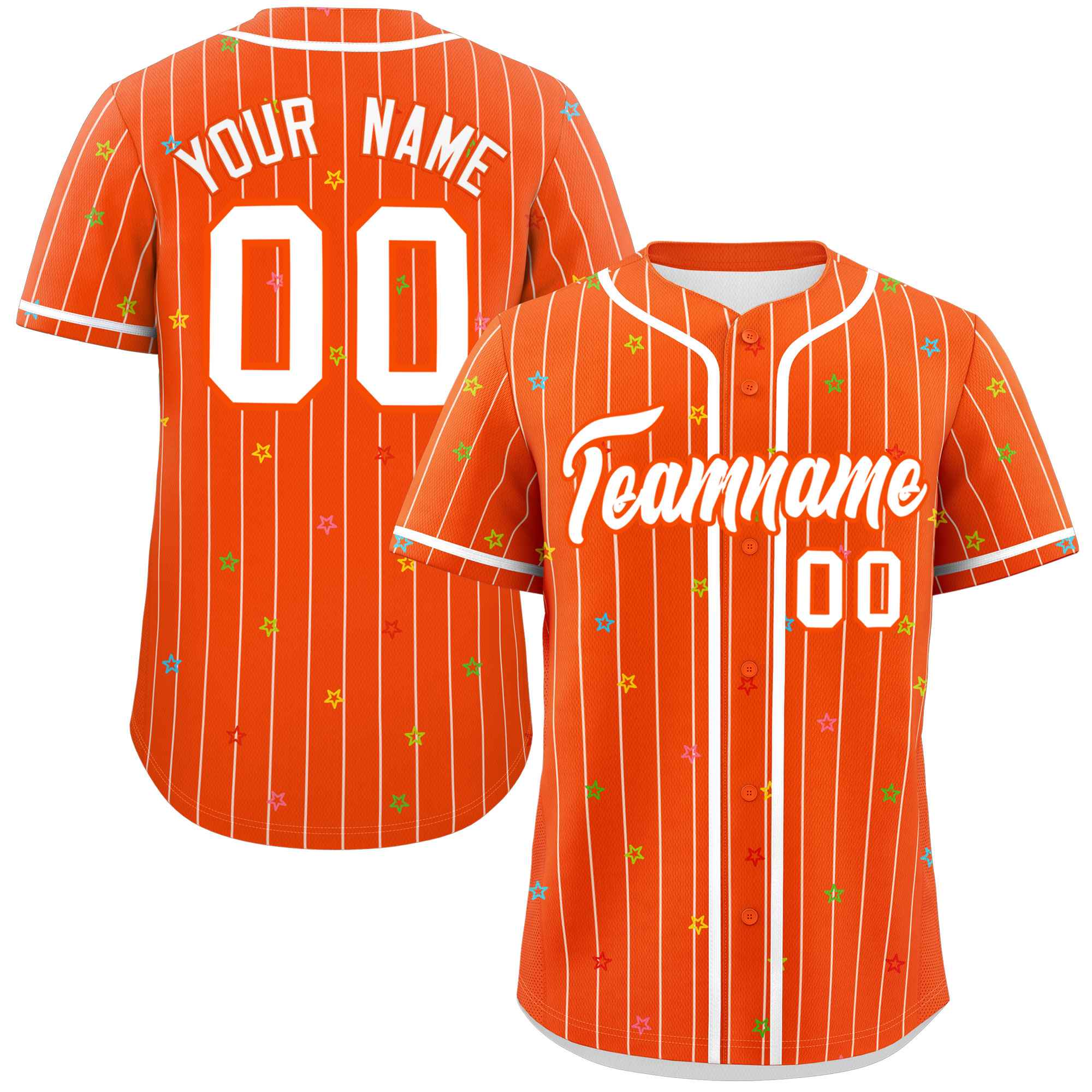 Custom Orange White Stripe Fashion Personalized Star Pattern Authentic Baseball Jersey