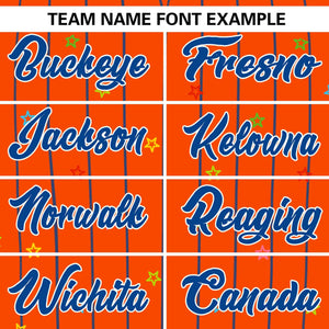 Custom Orange Royal Stripe Fashion Personalized Star Pattern Authentic Baseball Jersey