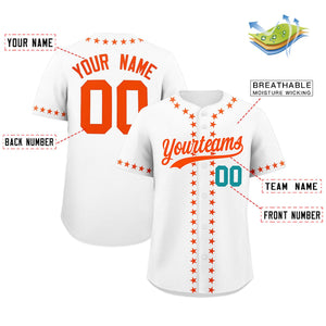 Custom White Orange Star Ribbing Authentic Baseball Jersey