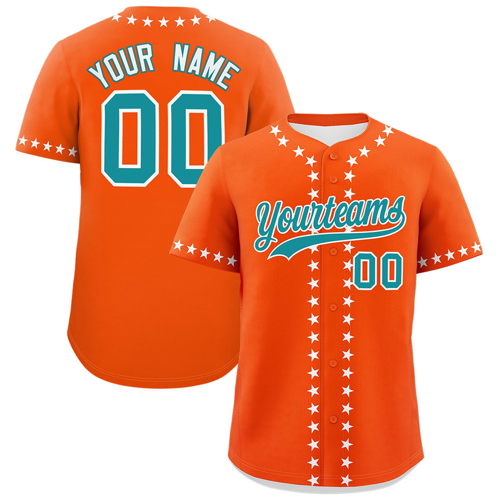 Custom Orange White Star Ribbing Authentic Baseball Jersey