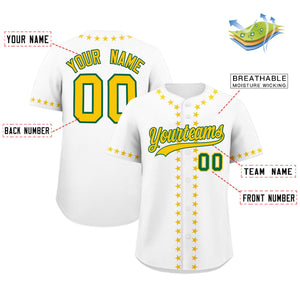 Custom White Gold Star Ribbing Authentic Baseball Jersey