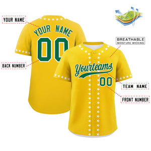 Custom Gold White Star Ribbing Authentic Baseball Jersey