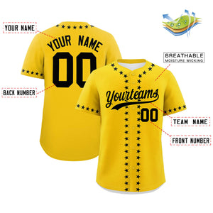 Custom Gold Black Star Ribbing Authentic Baseball Jersey