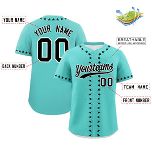 Custom Bright Green Black Star Ribbing Authentic Baseball Jersey