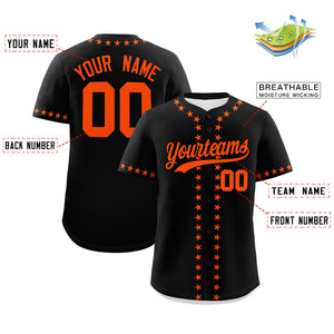 Custom Black Orange Star Ribbing Authentic Baseball Jersey