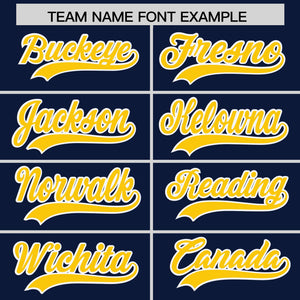 Custom Navy Gold Star Ribbing Authentic Baseball Jersey