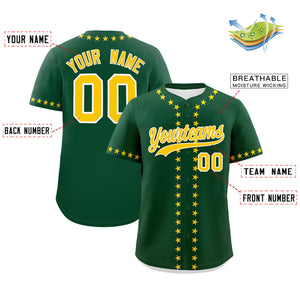 Custom Green Gold Star Ribbing Authentic Baseball Jersey