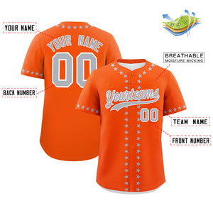 Custom Orange Gray Star Ribbing Authentic Baseball Jersey