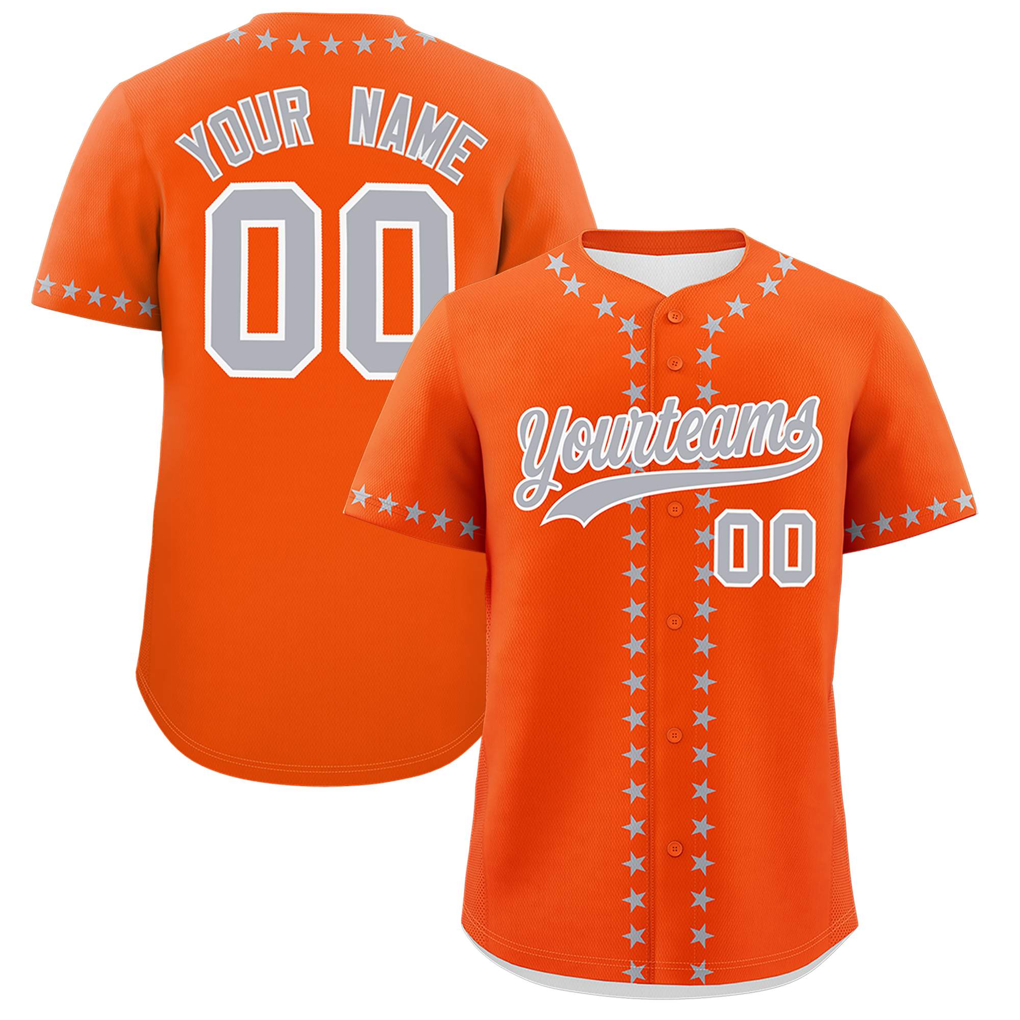 Custom Orange Gray Star Ribbing Authentic Baseball Jersey