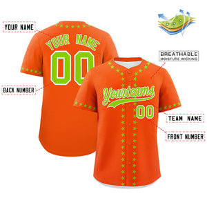 Custom Orange Neon Green Star Ribbing Authentic Baseball Jersey