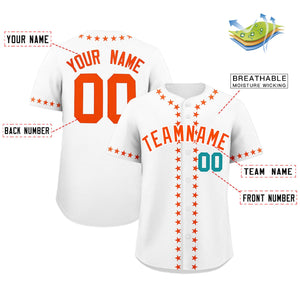 Custom White Orange Star Ribbing Authentic Baseball Jersey