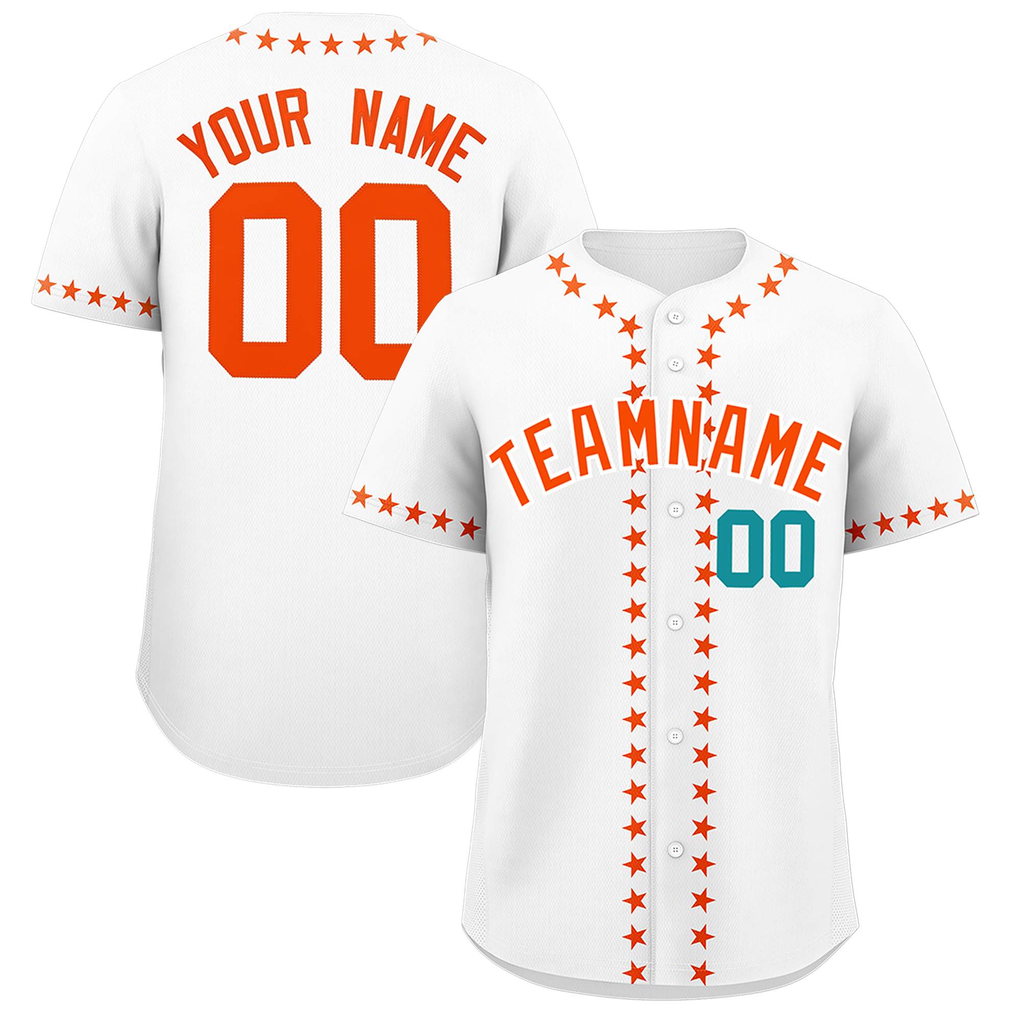 Custom White Orange Star Ribbing Authentic Baseball Jersey