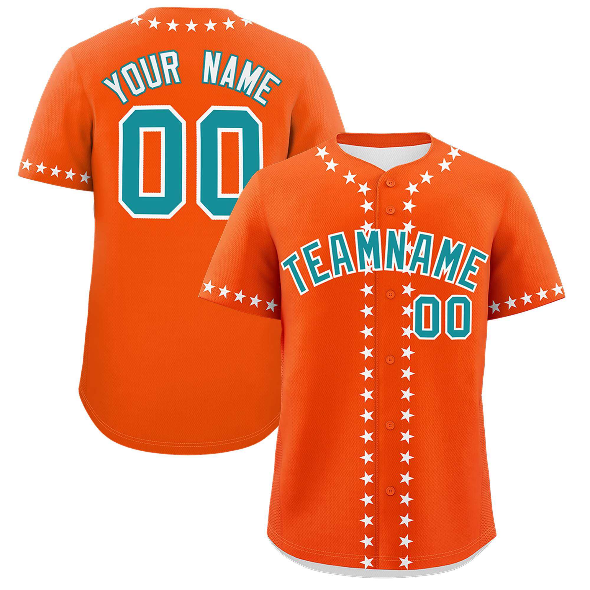 Custom Orange White Star Ribbing Authentic Baseball Jersey