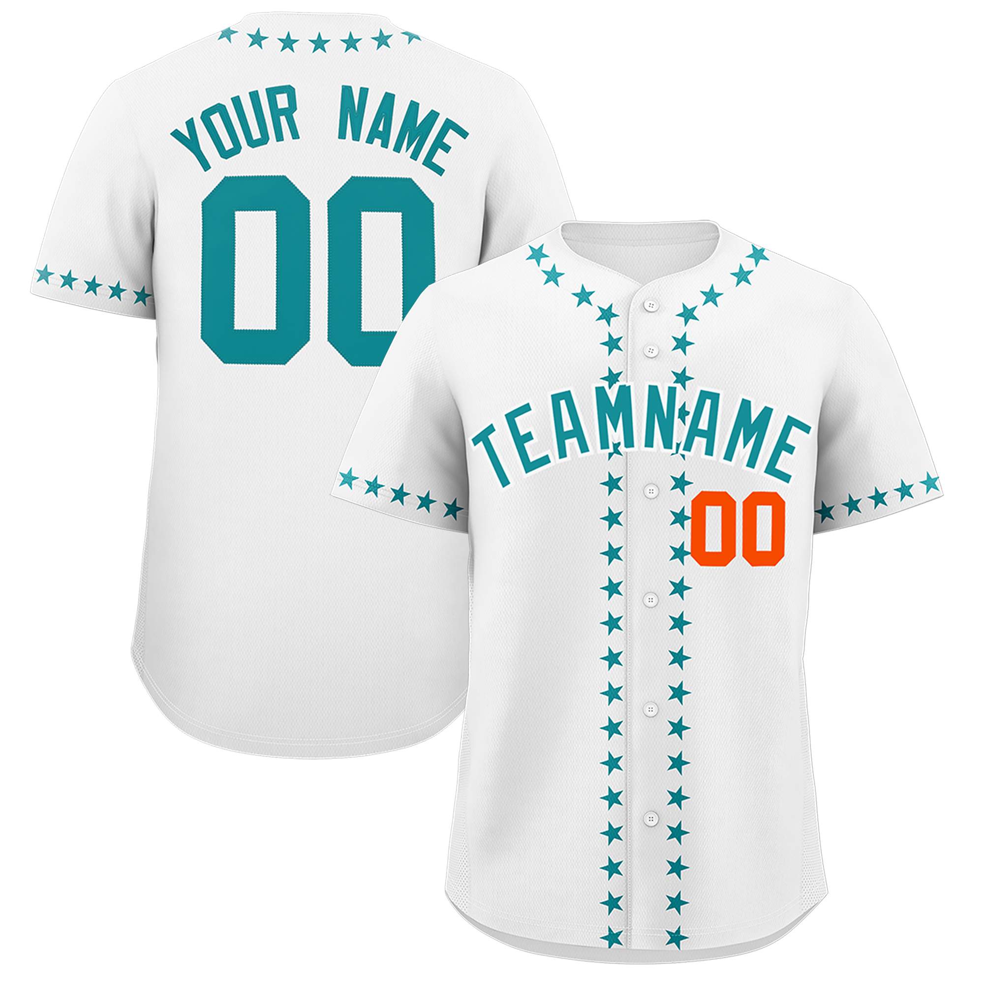 Custom White Aqua Star Ribbing Authentic Baseball Jersey