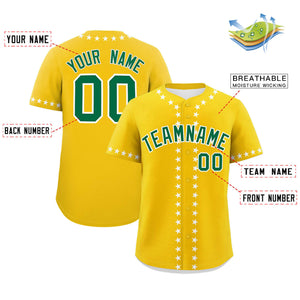 Custom Gold White Star Ribbing Authentic Baseball Jersey