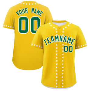 Custom Gold White Star Ribbing Authentic Baseball Jersey