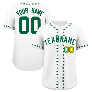 Custom White Kelly Green Star Ribbing Authentic Baseball Jersey