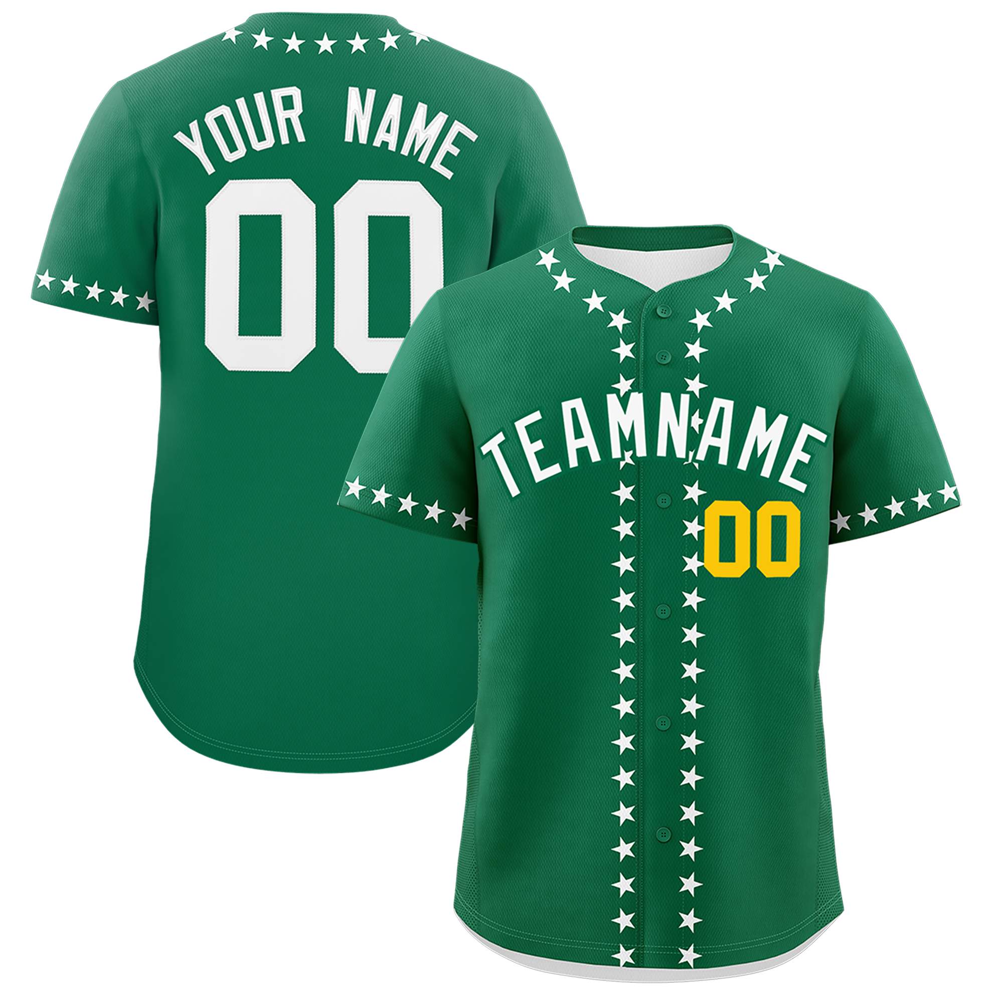 Custom Kelly Green White Star Ribbing Authentic Baseball Jersey