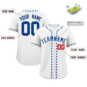 Custom White Royal Star Ribbing Authentic Baseball Jersey