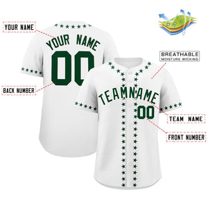 Custom White Green Star Ribbing Authentic Baseball Jersey