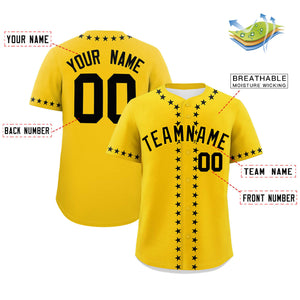 Custom Gold Black Star Ribbing Authentic Baseball Jersey