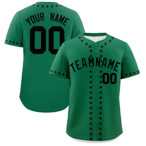 Custom Kelly Green Black Star Ribbing Authentic Baseball Jersey