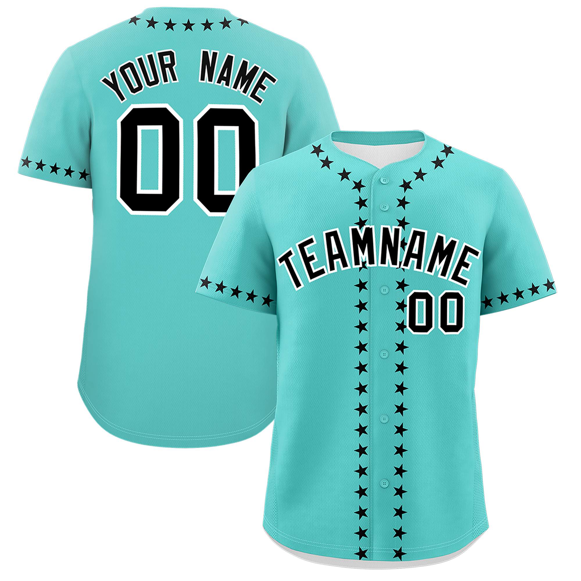 Custom Bright Green Black Star Ribbing Authentic Baseball Jersey