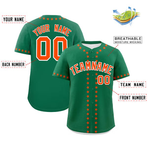 Custom Kelly Green Orange Star Ribbing Authentic Baseball Jersey