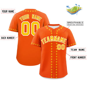 Custom Orange Gold Star Ribbing Authentic Baseball Jersey