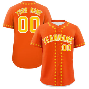 Custom Orange Gold Star Ribbing Authentic Baseball Jersey