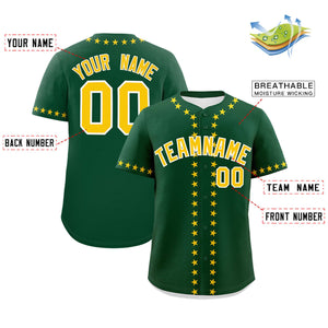 Custom Green Gold Star Ribbing Authentic Baseball Jersey