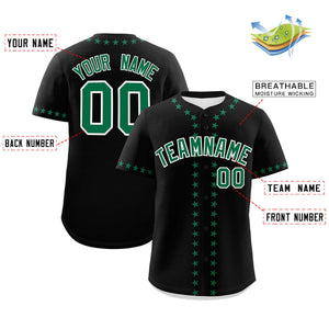 Custom Black Kelly Green Star Ribbing Authentic Baseball Jersey