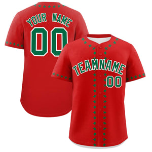 Custom Red Kelly Green Star Ribbing Authentic Baseball Jersey