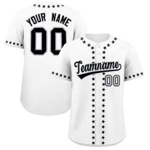 Custom White Black Star Ribbing Authentic Baseball Jersey