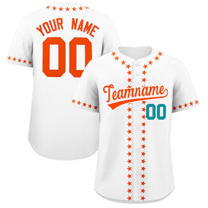 Custom White Orange Star Ribbing Authentic Baseball Jersey