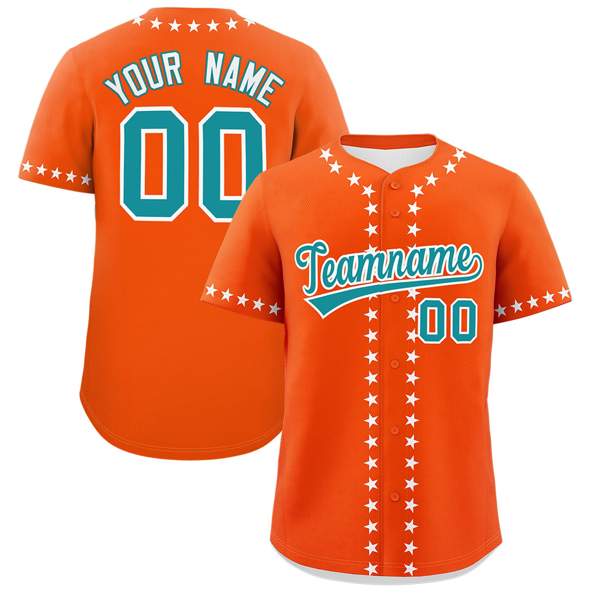 Custom Orange White Star Ribbing Authentic Baseball Jersey