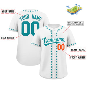 Custom White Aqua Star Ribbing Authentic Baseball Jersey